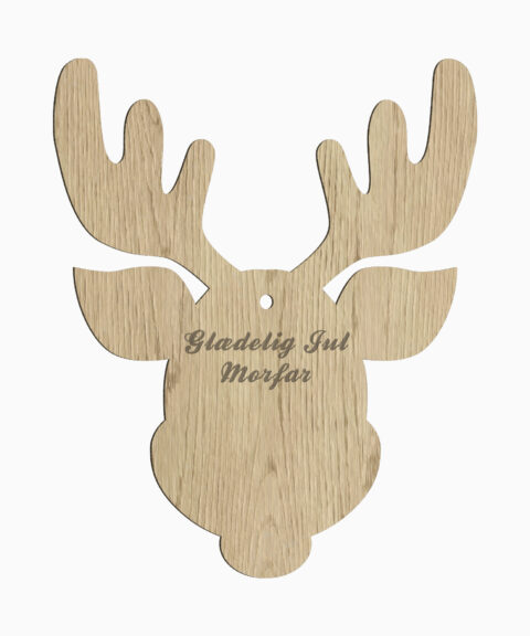 Rensdyr juleophæng i egetræ m. gravering